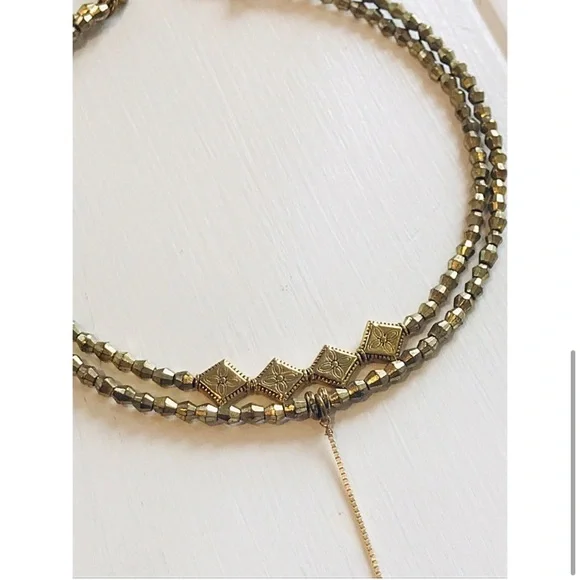 NEW Vanessa Mooney GOLD beaded double strand lariat elysee Choker Necklace - Picture 5 of 8